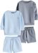 Next - Jongens - Effen sweatshirt met ronde hals en korte broek, set van 2 - Blauw/Grijs
