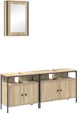 vidaXL Badkamermeubel Set 3-delig Bruin Bewerkt Hout 80 x 30 x 60 cm