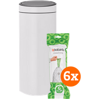 Brabantia Touch Bin 30 Liter White + Vuilniszakken (120 stuks)