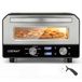 FANTASK Elektrische pizzaoven tot 400 °C, 6 programma's, 2 minuten bakfunctie, pizzasteen & snijwiel, indoor pizzamaker