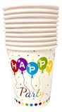 Set de 10 gobelets en papier avec décoration de fête, hauteur 9 cm