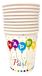 Set de 10 gobelets en papier avec décoration de fête, hauteur 9 cm