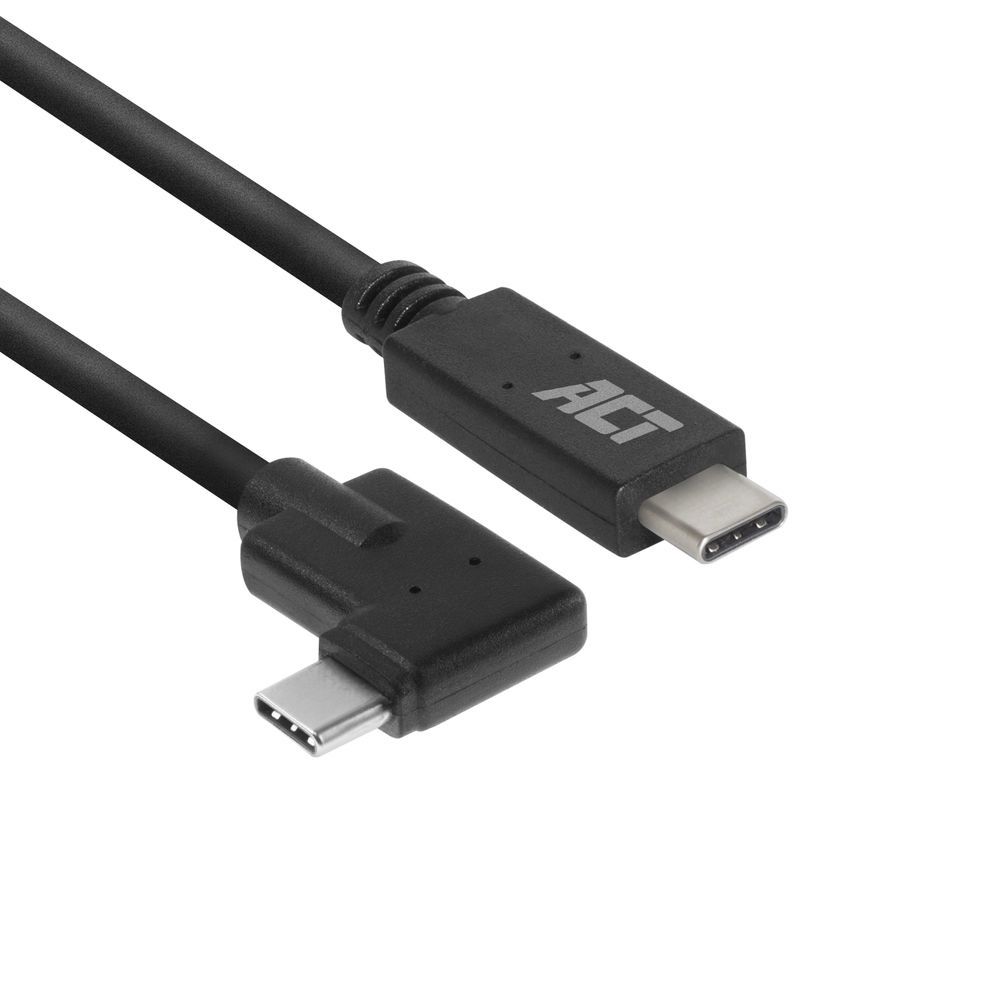 ACT USB-C naar USB-C Kabel - 1m - Haaks - USB 3.2 Gen 1 - Zwart
