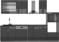 Vicco Fame-Line Complete keukeneenheid – 300 cm met hoge kast, WB Antraciet Antraciet Hoogglans
