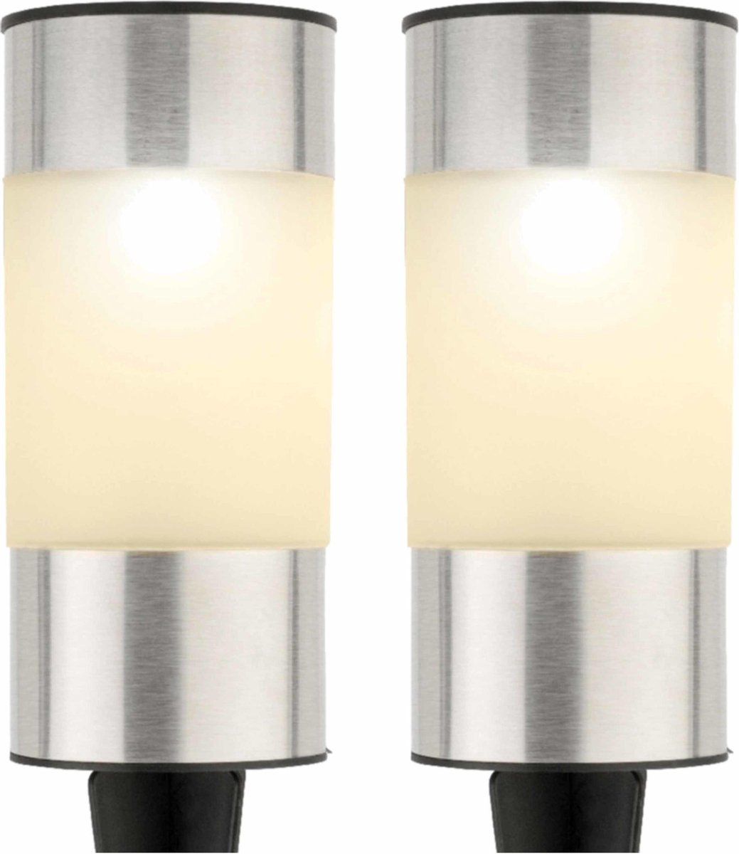 Decoris Solar Tuinlamp - 8 stuks - Metaal - Zilver - 14 cm