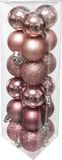 Atmosphera Kerstballen - 18x - Roze - Mix - Kunststof - 3 cm