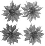 Ger Import Kerstboomversiering Bloemen - 4x stuks - 9 cm - zilver glitter - op clip