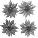 Ger Import Kerstboomversiering Bloemen - 4x stuks - 9 cm - zilver glitter - op clip
