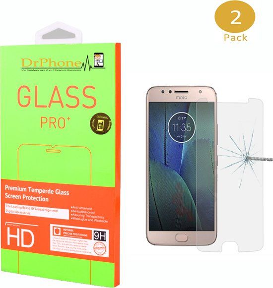 Drphone 2 x Moto G5s Plus Glas - Glazen Screen protector - Tempered Glass 2.5D 9H (0.26mm