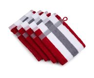 Gözze Waschhandschuh, 4er Set, 17/24 cm, New York Streifen, bordeaux/weiß/anthrazit