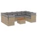 vidaXL 10-delige Loungeset met Kussens, Poly Rattan, Gemengd Beige