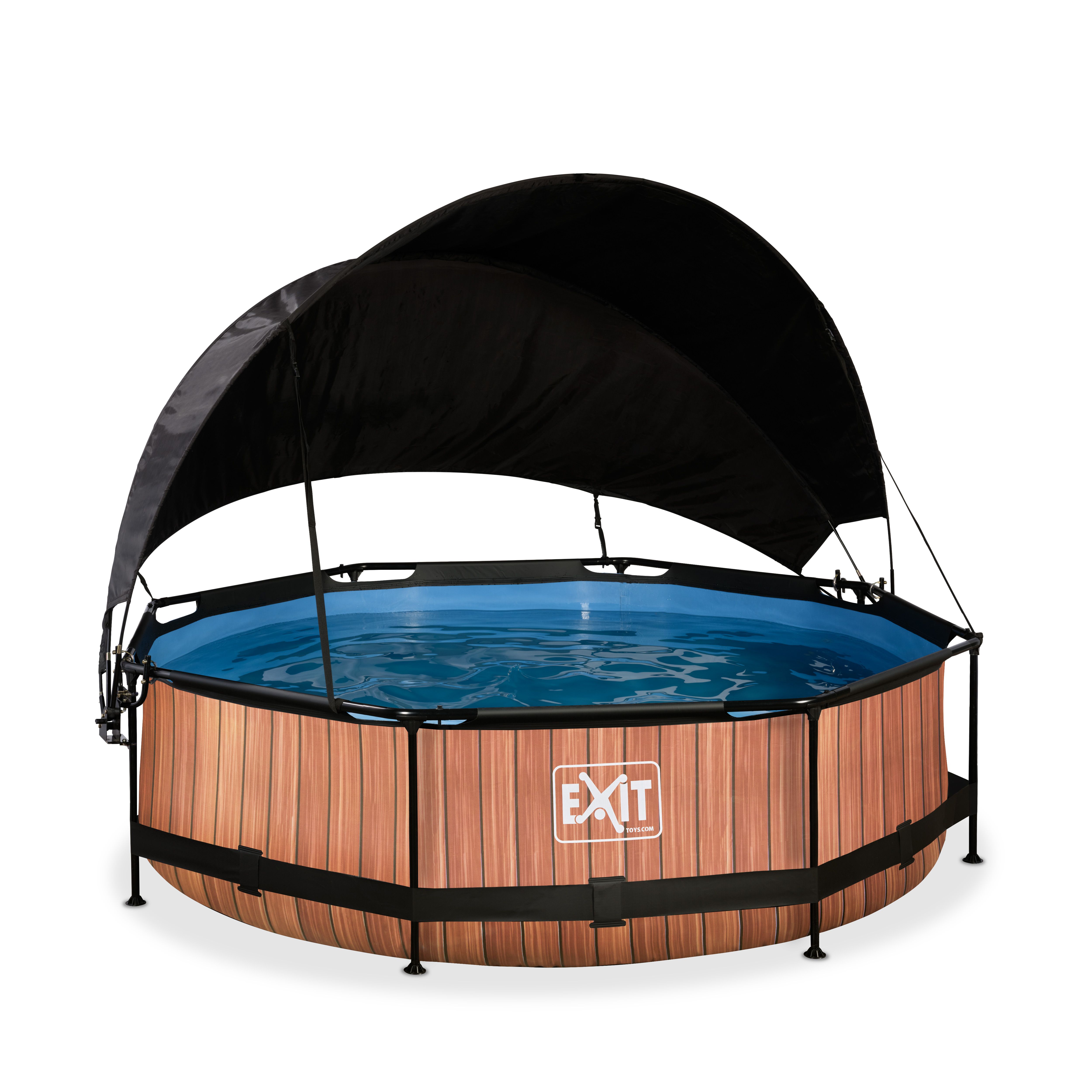 Exit Wood Zwembad Ø300x76cm met Schaduwdoek en Filterpomp - Bruin
