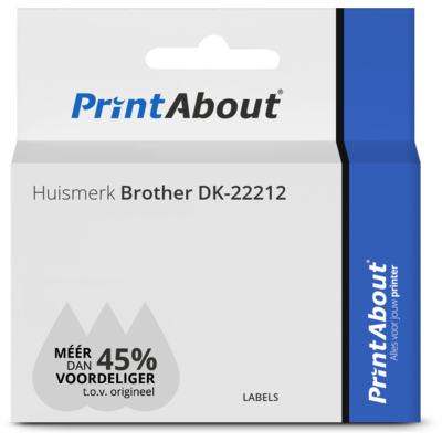 Huismerk Brother DK-22212 Etiketten - Zwart op wit (62mm)