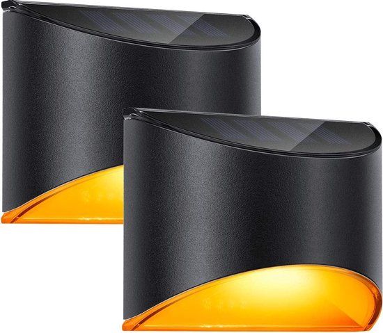 Cahaya Luxe Solar Wandlamp Buiten - 2 Stuks - Zwart - Cahaya