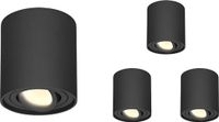 HOFTRONIC Set van 4 Ray LED opbouwspots - Rond - Dimbaar - 4 Watt 345 lumen - 2700K warm wit - Kantelbaar - GU10 - Plafondspot - IP20 Voor binnen - Zwart