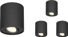 HOFTRONIC Set van 4 Ray LED opbouwspots - Rond - Dimbaar - 4 Watt 345 lumen - 2700K warm wit - Kantelbaar - GU10 - Plafondspot - IP20 Voor binnen - Zwart