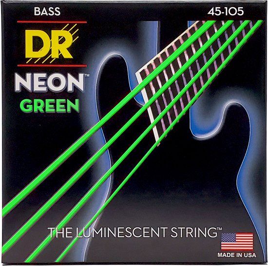DR Strings NGB-45 Hi-Def Neon Green 45-105 - Bass Guitar Strings Set