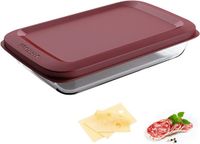 Westmark Glazen voedselbewaardoos, 1000 ml, Borosilicaatglas, Luchtdichte afsluiting, Transparant/Rood