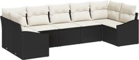 vidaXL - Hoek loungeset - 2 zitplekken - Zwart en crème - Polyrattan - Inclusief kussen