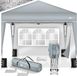Tillvex Paviljoen, 3 x 3 m, waterdicht, pop-upvouwtent, in hoogte verstelbaar, tuintent, uv-bescherming 50+, partytent met tas (grijs, met 2 zijpanelen)