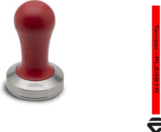 Lelit PLA481R RVS Tamper met rode houten knop 58,55 mm