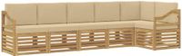 vidaXL Bankset voor buiten, 6-delig, wit en beige, polyester