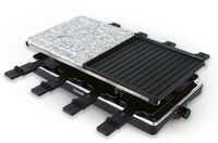 GOURMETmaxx 2-in-1 raclette-apparaat voor 8 personen, raclette met stenen plaat en aluminium plaat met 8 pannen en schrapers, raclette-combinatie met temperatuurregeling