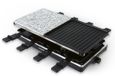GOURMETmaxx 2-in-1 raclette-apparaat voor 8 personen, raclette met stenen plaat en aluminium plaat met 8 pannen en schrapers, raclette-combinatie met temperatuurregeling
