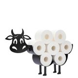 Sanics Reserverolhouder Koe – Vrijstaand & Ophangbaar – WC Papier houder – Toiletrolhouder Zwart – WC Rolhouder staand 7 Rollen