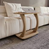 Sugodesign Arasta Bijzettafel met Wielen – Laptoptafel voor Bank – Kleine Woonkamertafel – Salontafel in Stijlvolle Rookeiken