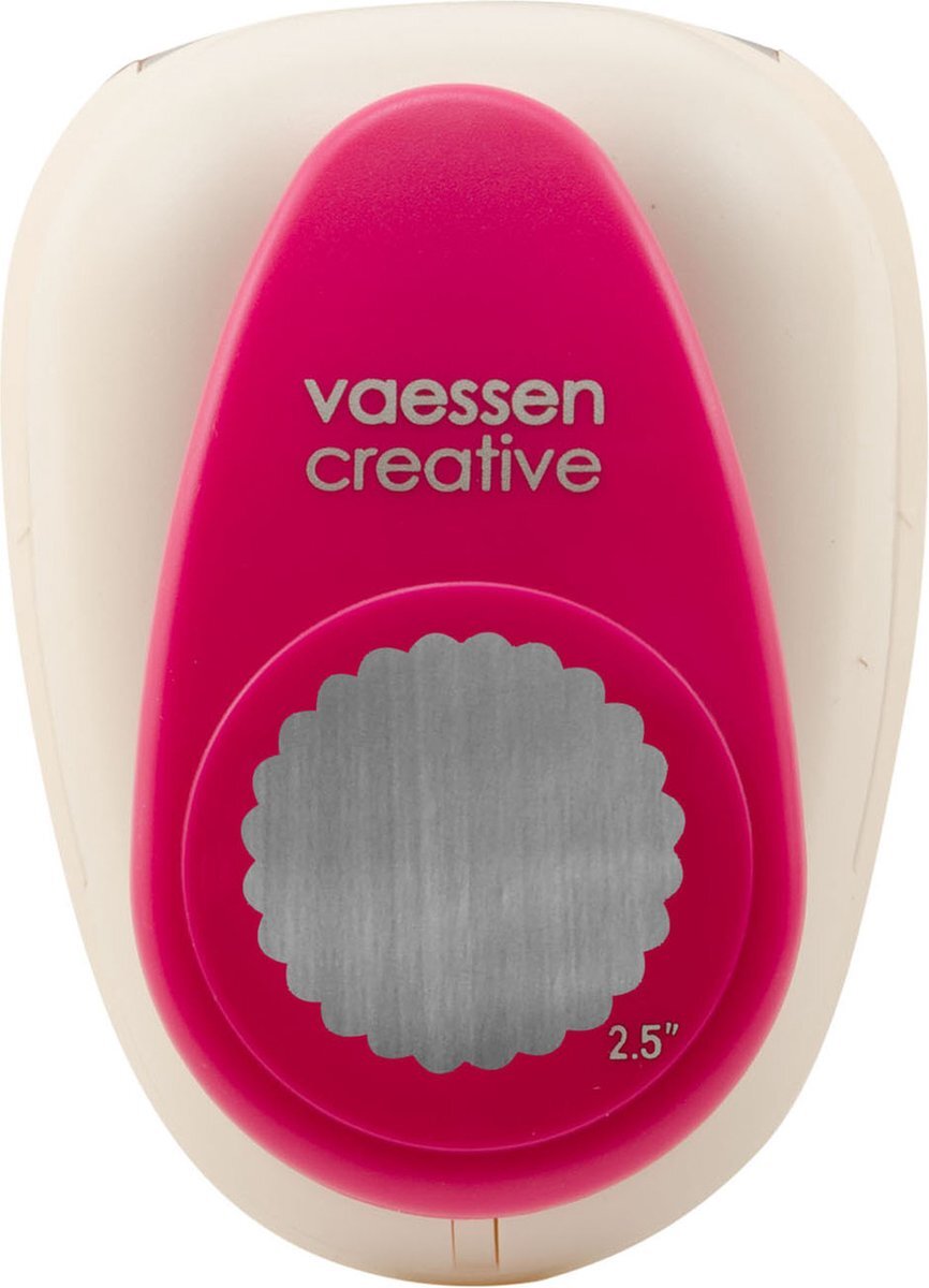 Vaessen Creative 21434-004 Motiefpons cirkel getand, XXL Stans ronde schelp, motiefperforator/Uitstanzing Ø 62,8 mm, Meerkleurig