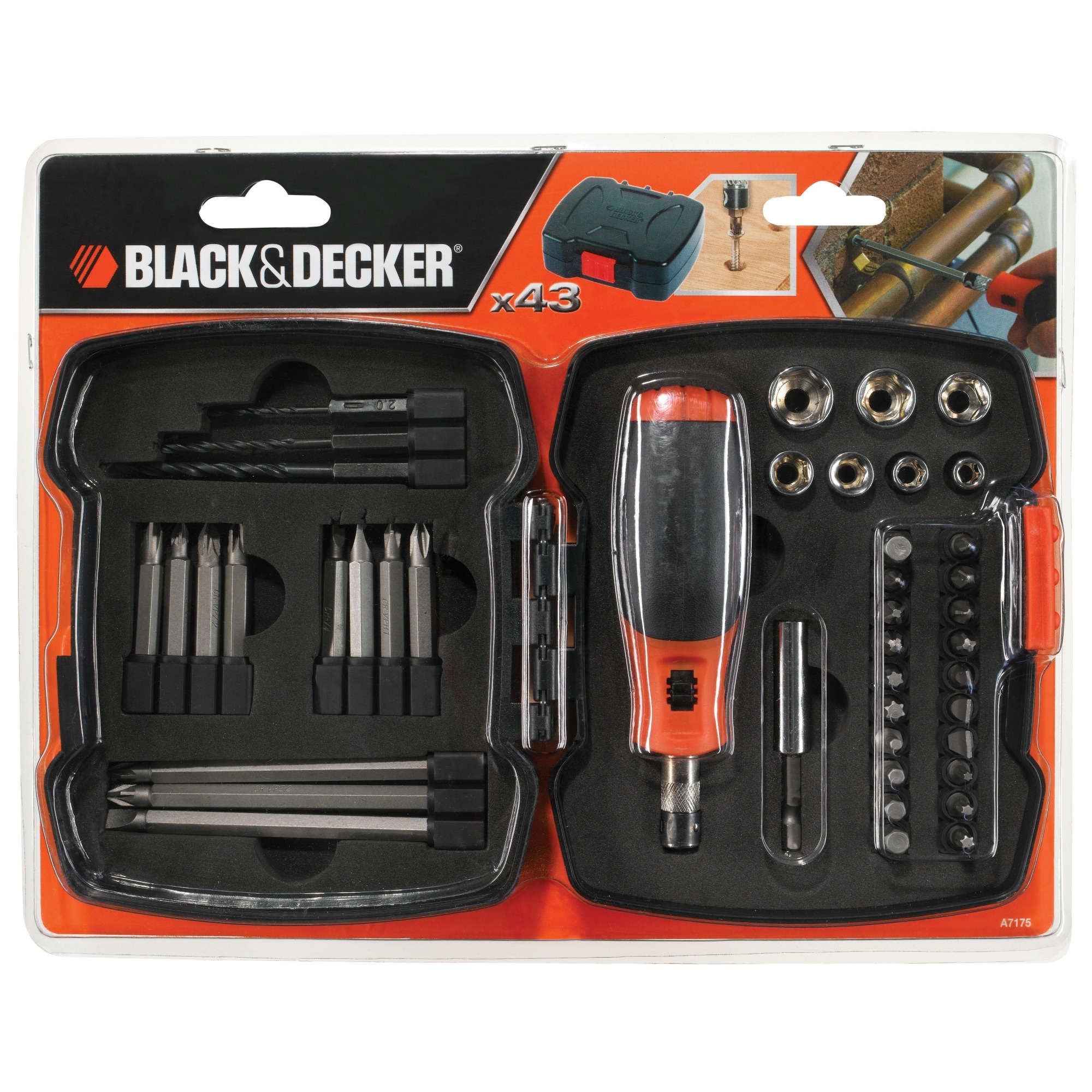 BLACK+DECKER Black+Deckerratelschroevendraaierset 43 delig A7175-XJ