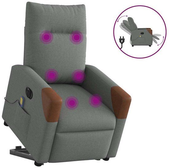 vidaXL Sta-op-massagestoel elektrisch verstelbaar stof donkergrijs