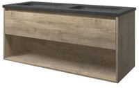 Proline Hardsteen Elegant badmeubelset 120x46x54.5cm met 2 kraangaten en onderkast schap Raw oak/Blue stone 1815671