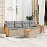 Maison Exclusive - Ensemble de meubles de jardin 5 pièces avec canapé et coussins, beige, en polyrotin