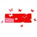 Grote FLEXISTYLE Grote moderne wandklok vlinder rood liggend formaat 20 x 60 cm, 3d DIY, woonkamer, slaapkamer, kinderkamer