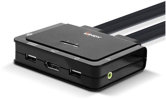 LINDY 42346 KVM-switch DisplayPort Muis, Toetsenbord 3840 x 2160 Pixel