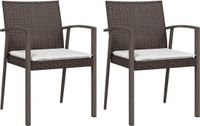 vidaXL Tuinstoelen 2 st met kussens 56,5x57x83 cm poly rattan bruin