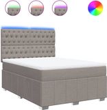 vidaXL Boxspring met matras, stof, taupe, 140x190 cm
