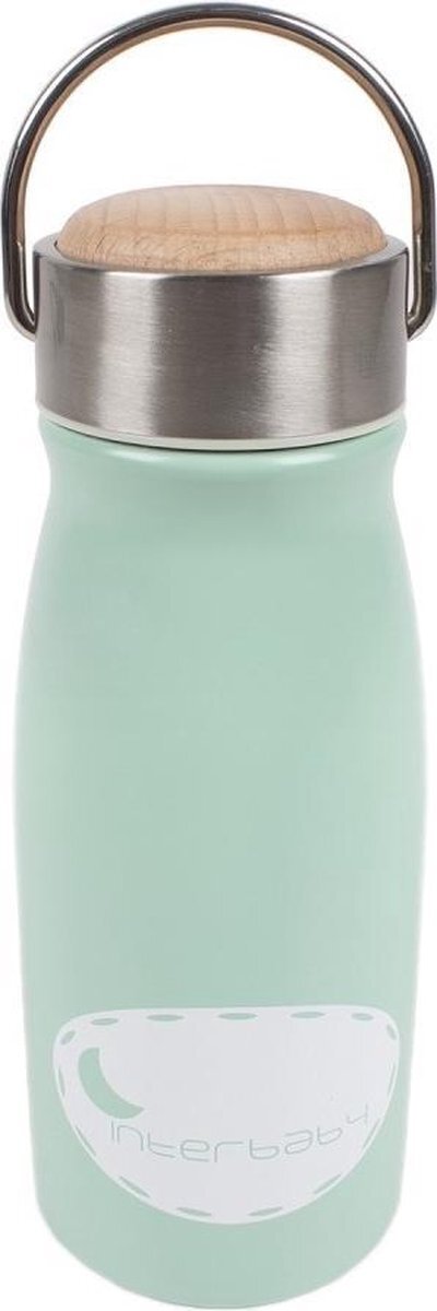 Interbaby thermofles junior 350 ml 6,5 x 17 cm RVS groen groen