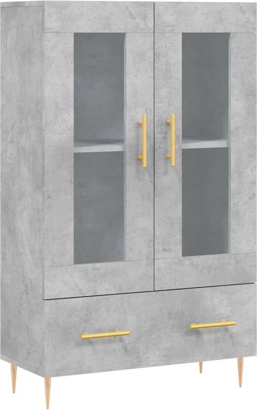 vidaXL Hoge kast - 69,5x31x115 cm - bewerkt hout - betongrijs