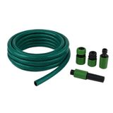 Kinzo Tuinslang Set 15 Meter - Waterslang 14mm (1/2") Max. 6Bar - met 3 Koppelingen en 1 Sproeistuk - Geschikt voor Tuinsproeier - Groen