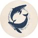 Tapis de toilette Baleines - Éclaboussures - Cercle - Bleu foncé 70x70 cm