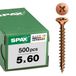 SPAX Universele schroef, 5 x 60 mm, 500 stuks, Voldraad, Verzonken kop, Kruiskop Z2, 4CUT, Gebruineerd