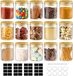 Glastal 15 pots à herbes, 180 ml, rond, borosilicaté, pot de stockage décoratif, bouteilles à herbes avec couvercle en bambou, 32 étiquettes noires, 1 marqueur, 8 joints de rechange, verre, conservation pour épices, 6,7 x 8,8 cm