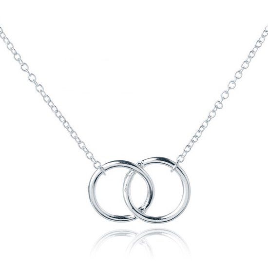 LGT JWLS Hippe dames ketting Dubbele Cirkel Zilverkleurig 45cm