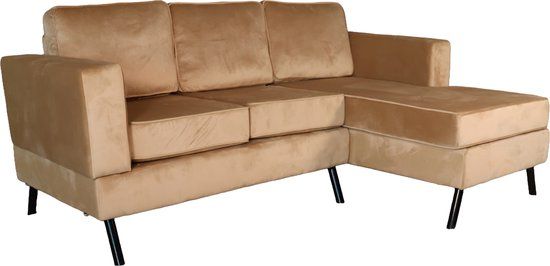 Lizzely Garden & Living Venna 200cm Design Hoekbank - Bruin Velvet - Links en Rechts Bankstel