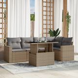 Maison Exclusive - Ensemble de meubles de jardin 6 pièces avec canapé et coussins, beige, en polyrotin