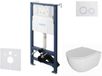 kielle Genesis New - Set de montage murale, toilette sans bride, abattant avec fermeture douce et boutons Gemini New I, blanc brillant/chrome 30528SS04