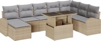 vidaXL Tuinbank Set 9-delig Beige Polyrattan